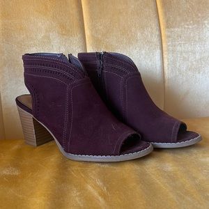 Sonoma Purple Open Toe Heeled Booties Size 8